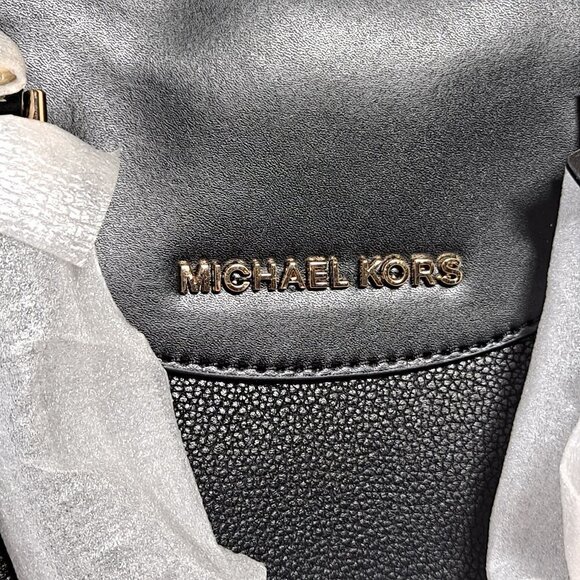 MICHAEL Michael Kors Maya Black Pebbled/Smooth Leather Satchel NWT - Picture 2 of 13